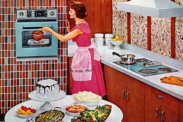 donna, cucina, forno
