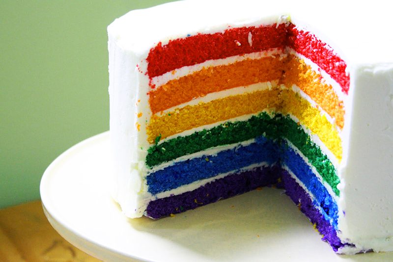 torta, cibo, arcobaleno