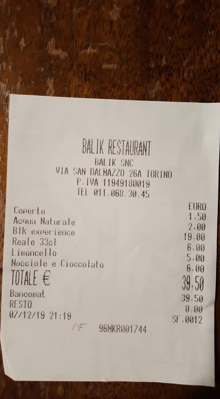 pizzeria Balik Restaurant, Torino
