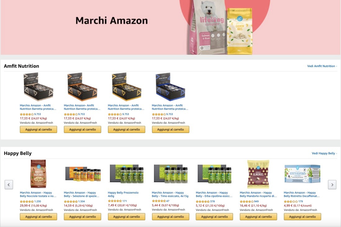 Amazon Fresh; private label Amazon