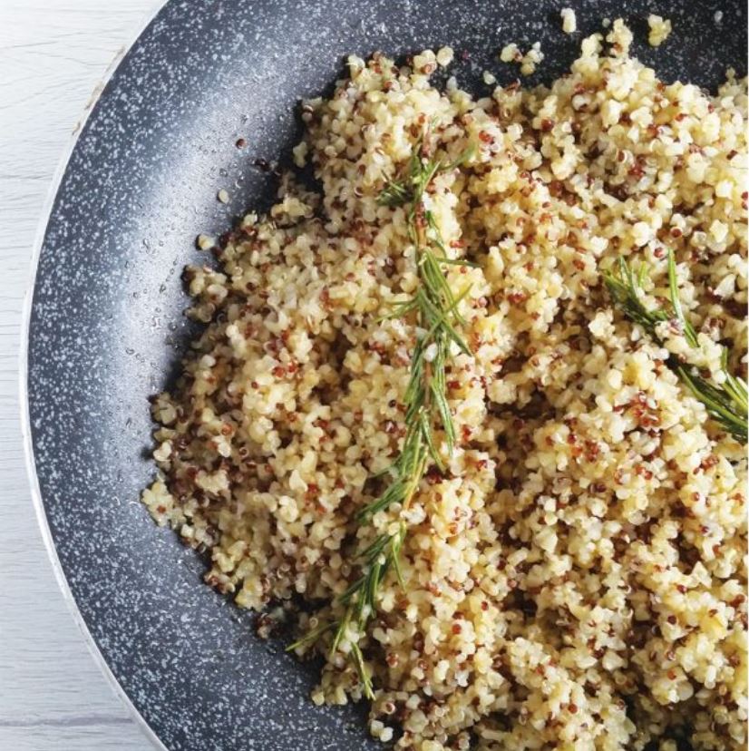 quinoa e bulgur cotti in padella