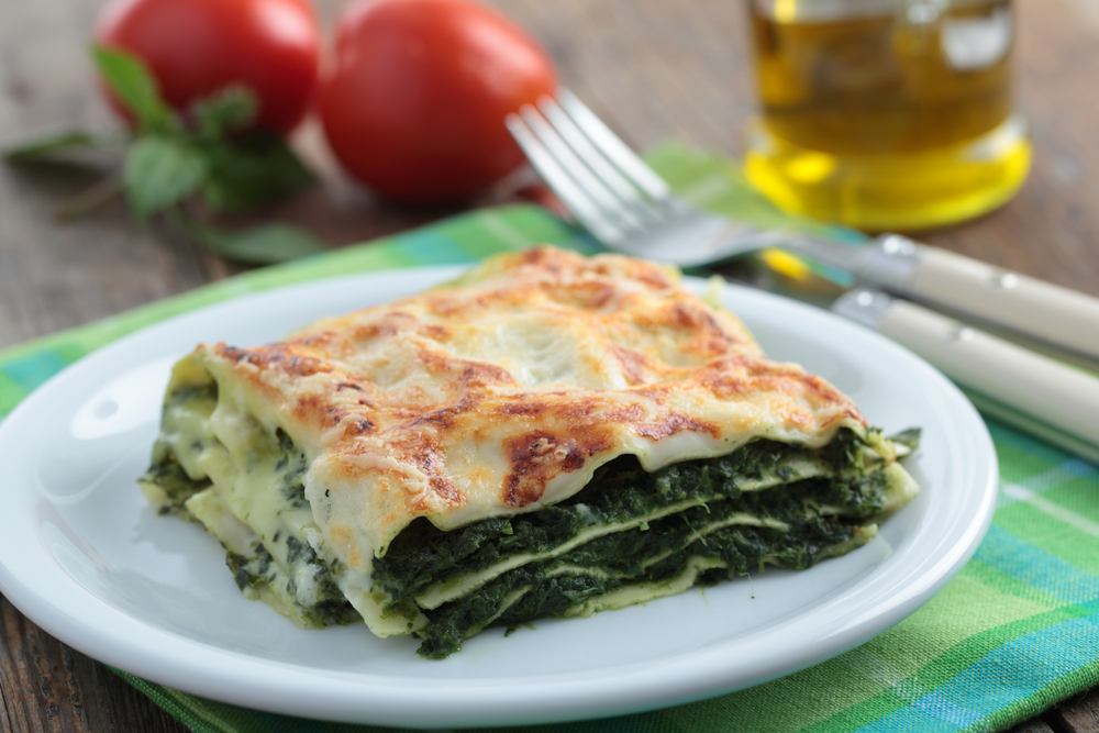 lasagne ricotta e spinaci sul piatto