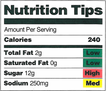 Opzione 1) Etichetta con informazioni nutrizionali