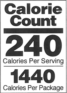 Opzione 2) Etichetta con conteggio delle calorie