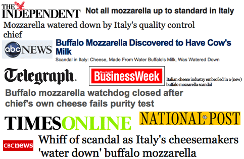 Lo scandalo della mozzarella annacquata con lette di mucca nei giornali stranieri