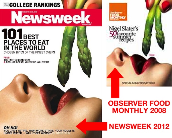 copertina newsweek, copertina observer, copiata, 101 posti dove si mangia meglio in italia