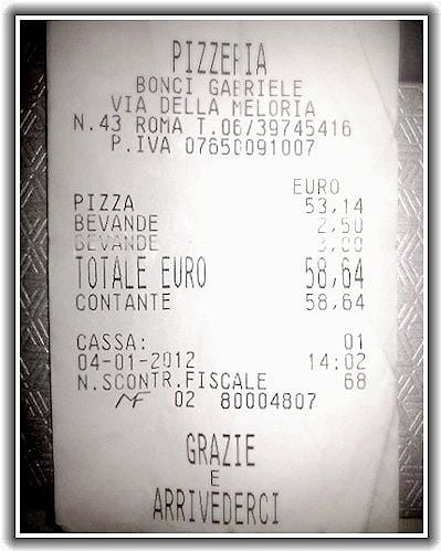 Lo scontrino della pizzeria di Gabriele Bonci